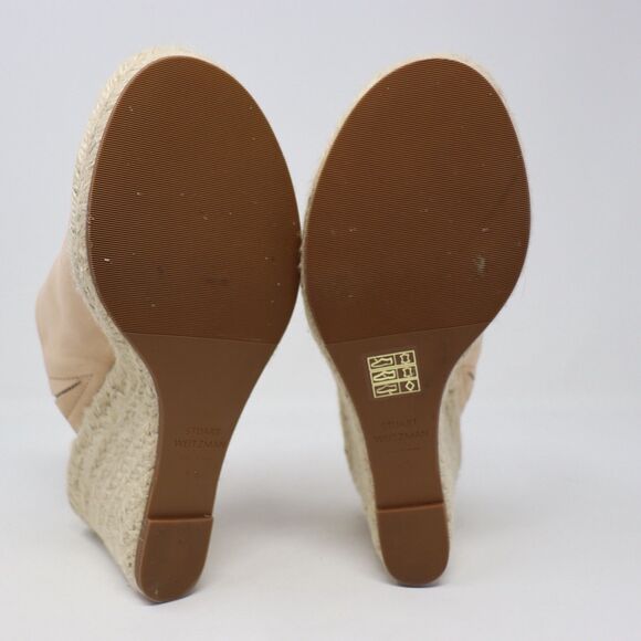 Stuart Weitzman Marabella Tan Nude Suede Espadrille Wedge Sandals Size 7.5 - Picture 6 of 6
